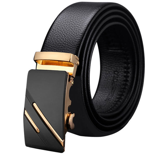 Men's cowhide belt high-end automatic buckle leather belt men's young and middle-aged leisure business pants men spot