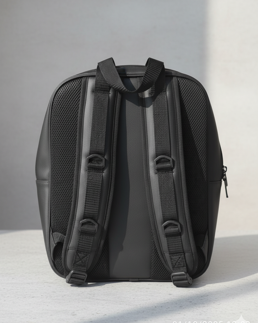 Stylish Black Faux Leather Laptop Backpack - Business & Travel Ready