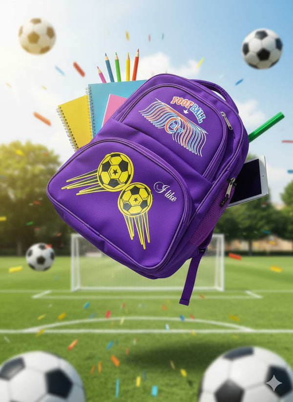 Vibrant Purple Football-Themed School Backpack