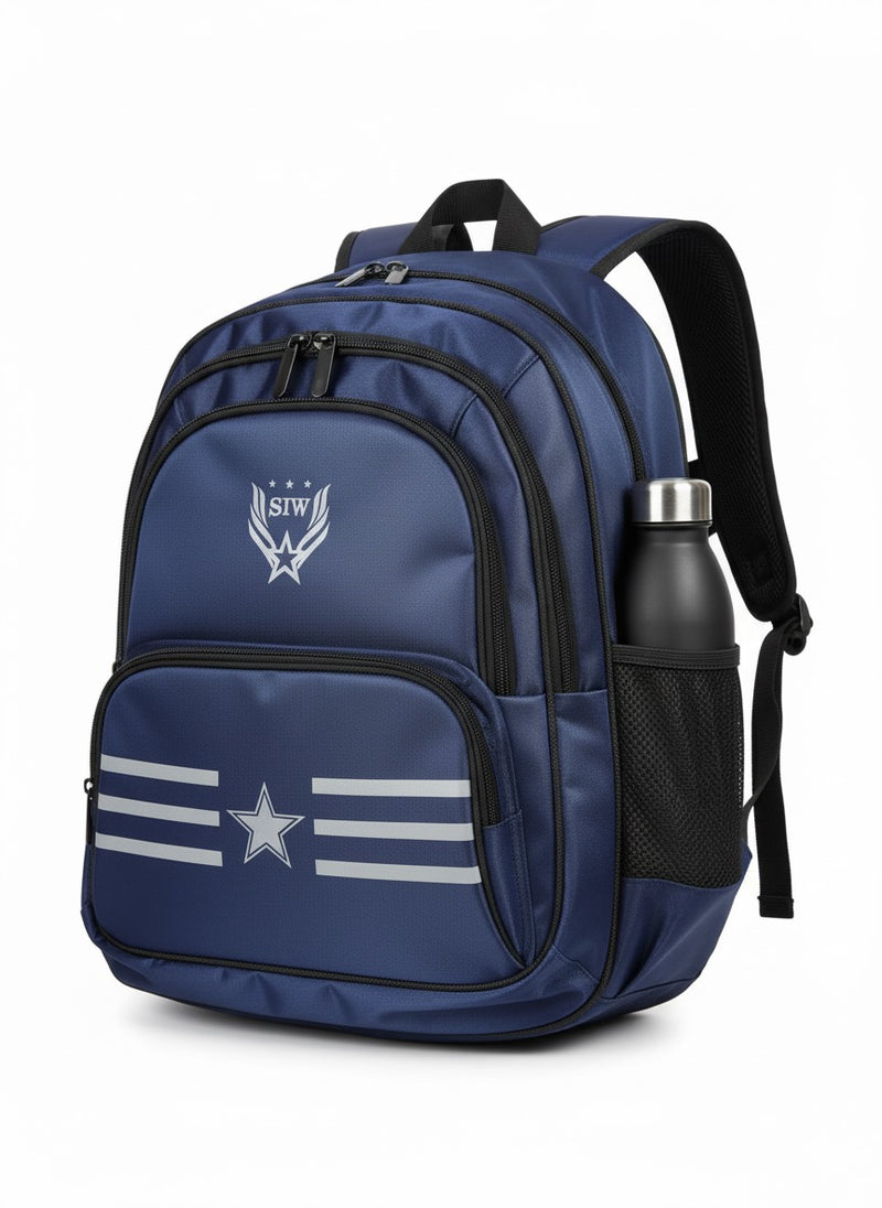 ⭐ “Navy Star Student Backpack – Multipocket School Bag” 🎒