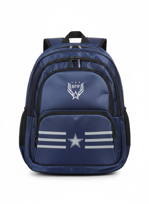 ⭐ “Navy Star Student Backpack – Multipocket School Bag” 🎒