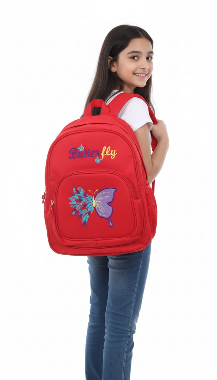 🦋 “Butterfly Kids Backpack – Red” 🎒