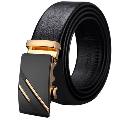 Men's cowhide belt high-end automatic buckle leather belt men's young and middle-aged leisure business pants men spot
